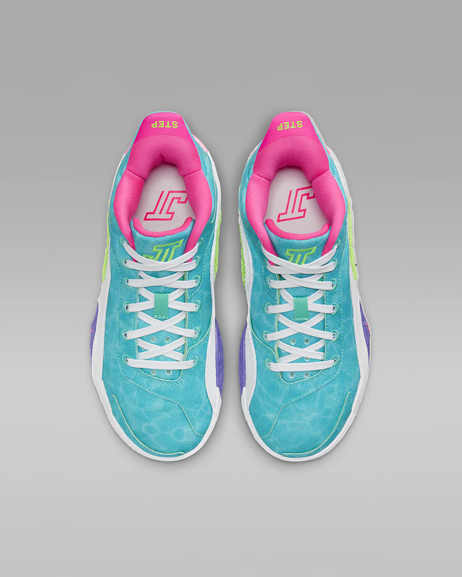 Green and pink basketball shoes on sale